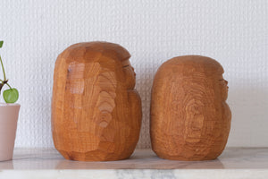 Exclusive Pair of Vintage Sosaku Kokeshi by Yoshida Takashi 吉田 多加志 (1948-2007) | Mother and Child | 10,5 cm and 12 cm