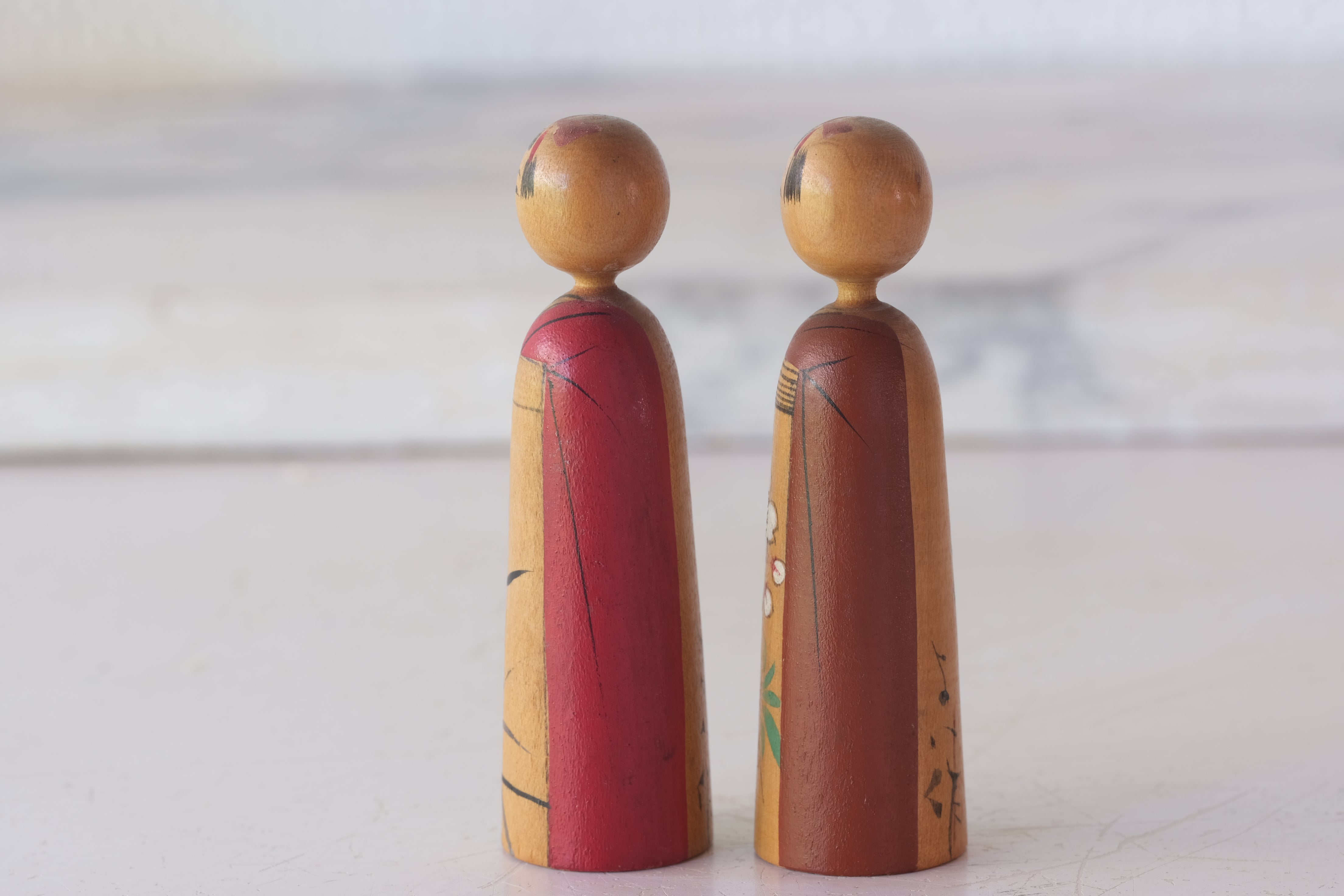 Exclusive set of Two Vintage Kijiyama Kokeshi by Takani Yohachi (1907-1994) | 7 cm