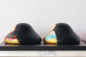 Exclusive Pair of Vintage Creative Kokeshi by Toshio Sekiguchi (1947-) | Titled: 'Kaen - Flower Garden' | 6 cm