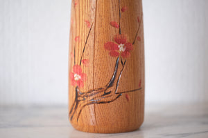 Vintage Sosaku Kokeshi With Plum Tree Flower Motif By Takeda Daisuke | 23 cm