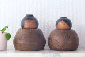 Exclusive Pair of Vintage Creative Kokeshi by Sanpei Yamanaka (1926-2012) | 12 cm and 12,5 cm