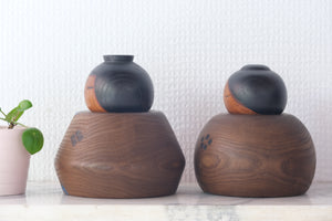 Exclusive Pair of Vintage Creative Kokeshi by Sanpei Yamanaka (1926-2012) | 12 cm and 12,5 cm