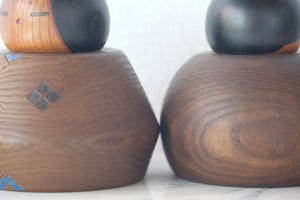 Exclusive Pair of Vintage Creative Kokeshi by Sanpei Yamanaka (1926-2012) | 12 cm and 12,5 cm