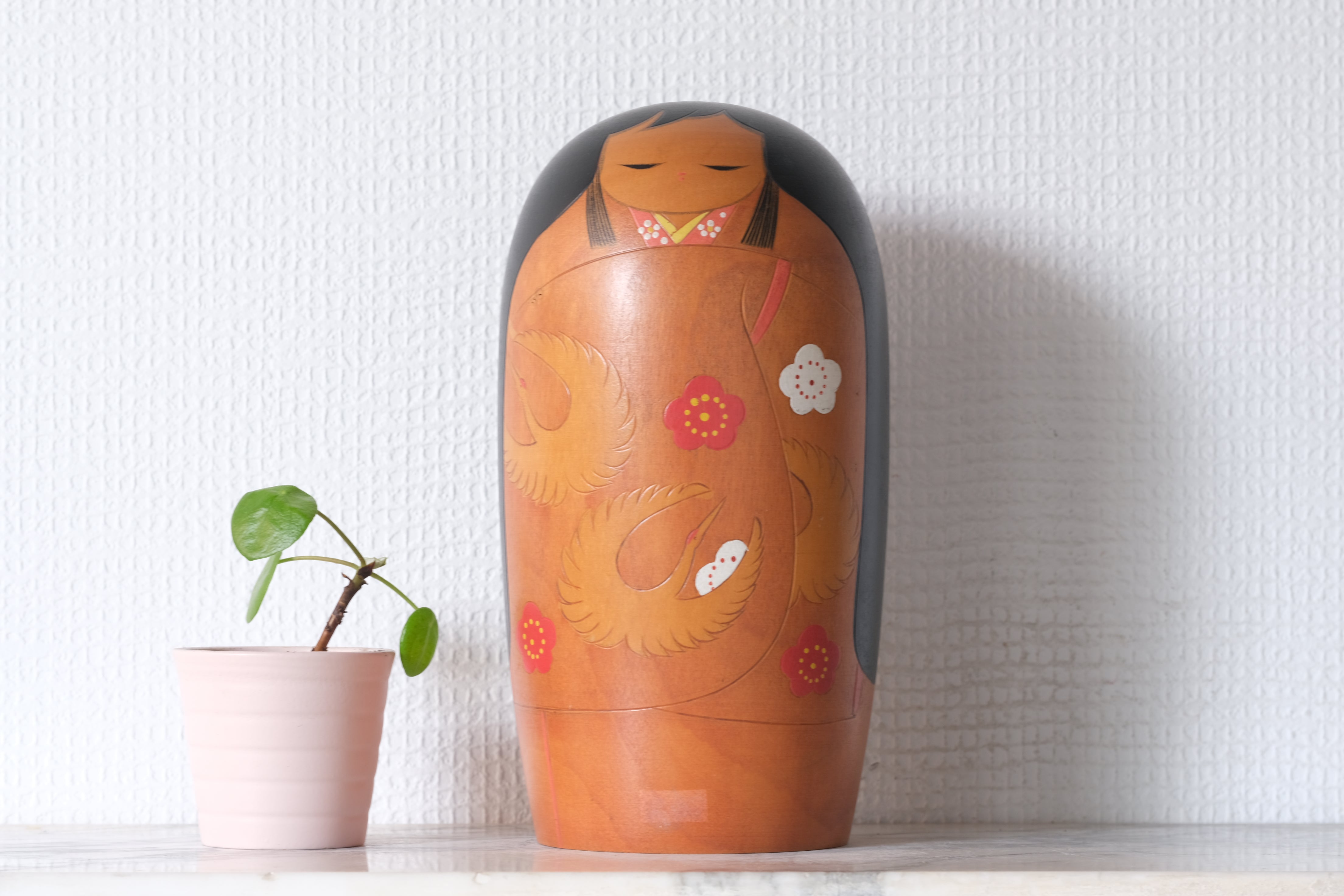 Vintage Creative Kokeshi with Cranes | 21,5 cm