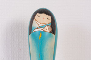 Sosaku Kokeshi By Usaburo | Virgin Mary and Baby Jesus | 19,5 cm