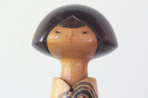 Exclusive Vintage Sosaku Kokeshi by Watanabe Yuji 渡辺雄二 (1951-) | Titled: 花乙女 - Flower Girl | 28 cm