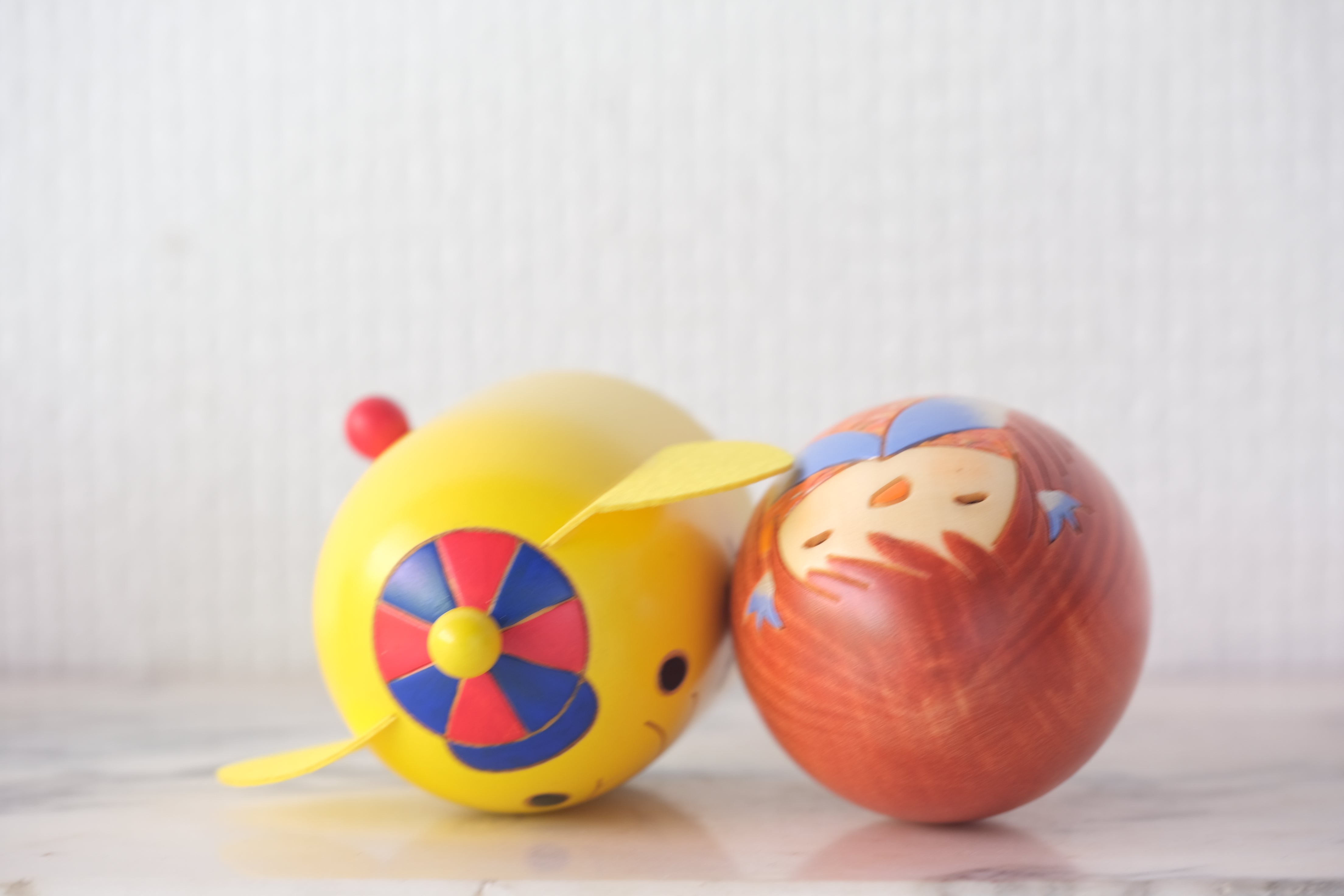 Amabie and Paota Kokeshi by Usaburo | 7 cm and 8 cm