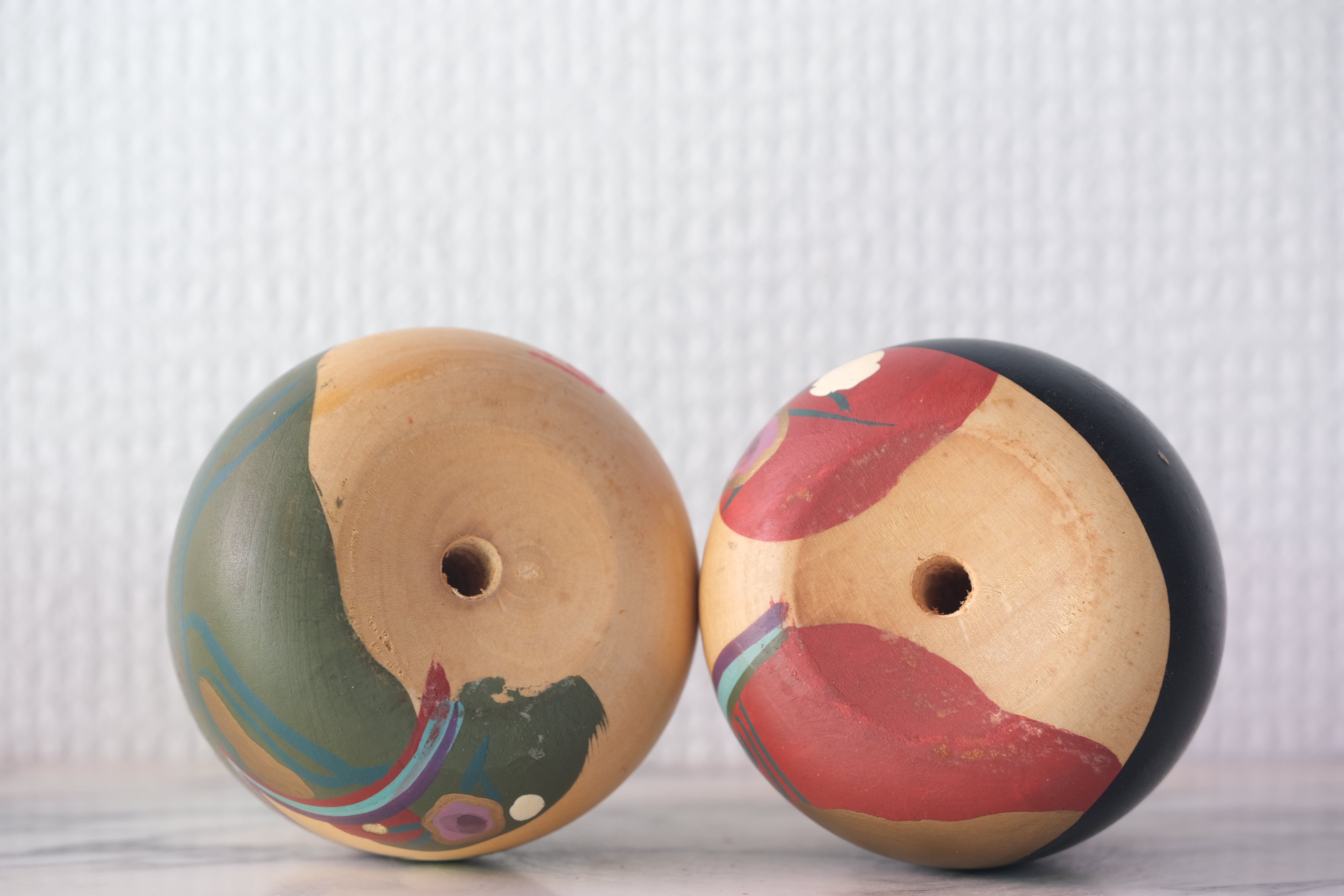 Pair of Vintage Creative Kokeshi by Hiroe Fukushima | 8 cm each