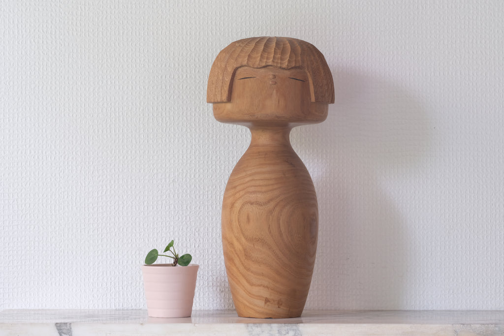 Exclusive Vintage Creative Kokeshi By Issetsu Kuribayashi  栗林 一雪 (1924-2011) | Title: 童女 - Little Girl | 32 cm