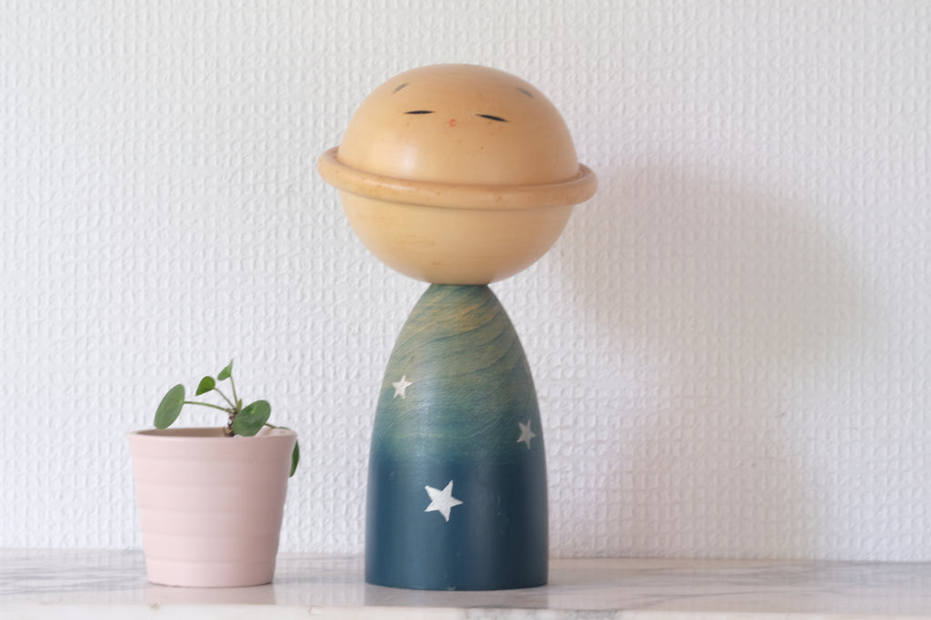 Exclusive Vintage Creative Kokeshi by Watanabe Masao (1917-2007) | 'Saturn' | 20 cm