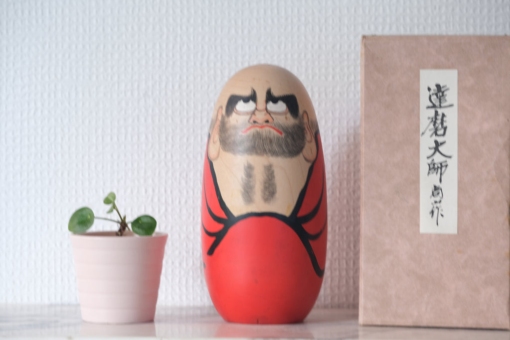 Rare Vintage Daruma By The famous Shozan Shido (1932-1995) | With Original Box | 17 cm