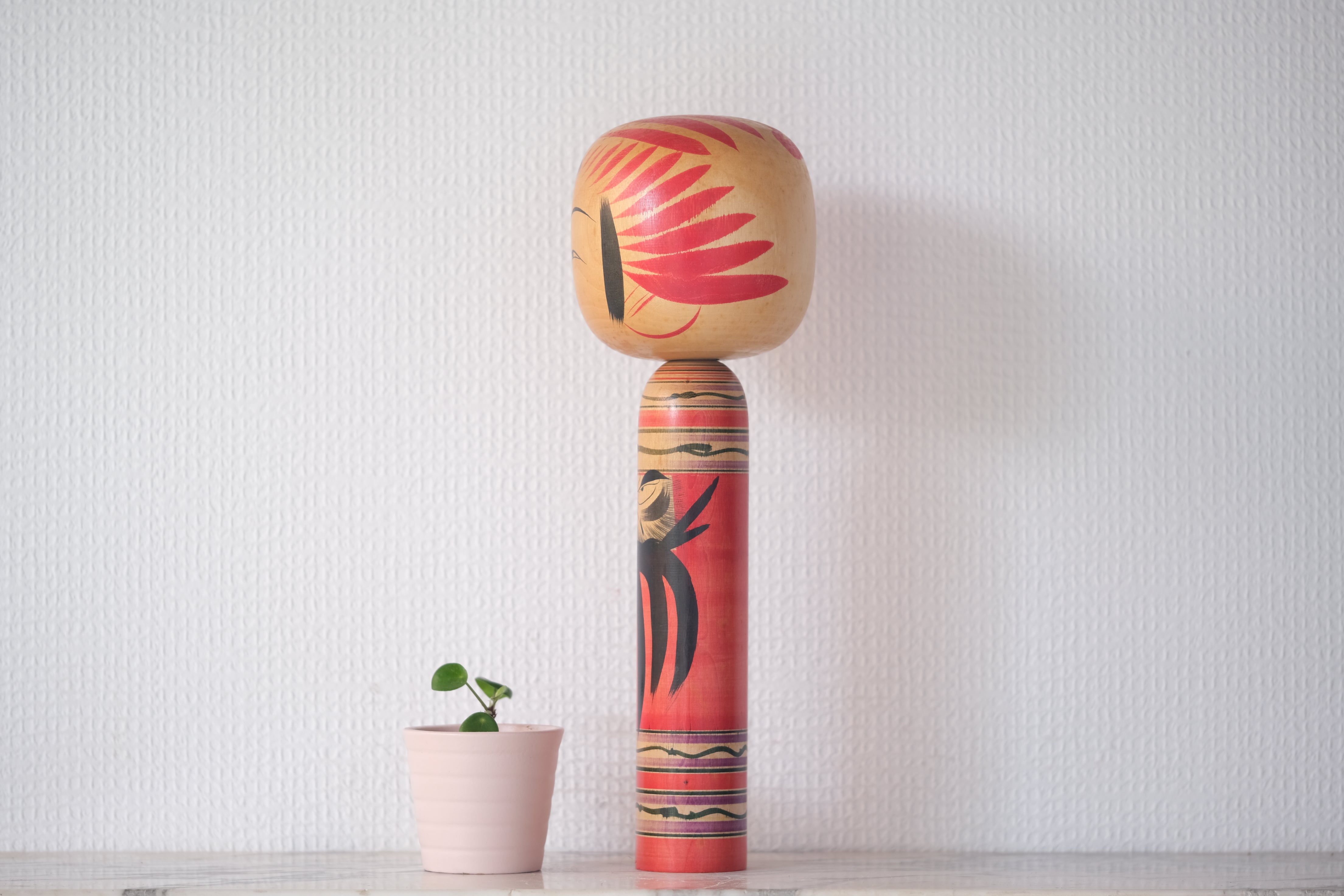 Vintage Tougatta Kokeshi with Daruma by Sato Morimasa 佐藤 守正 (1926-2017) | 31 cm