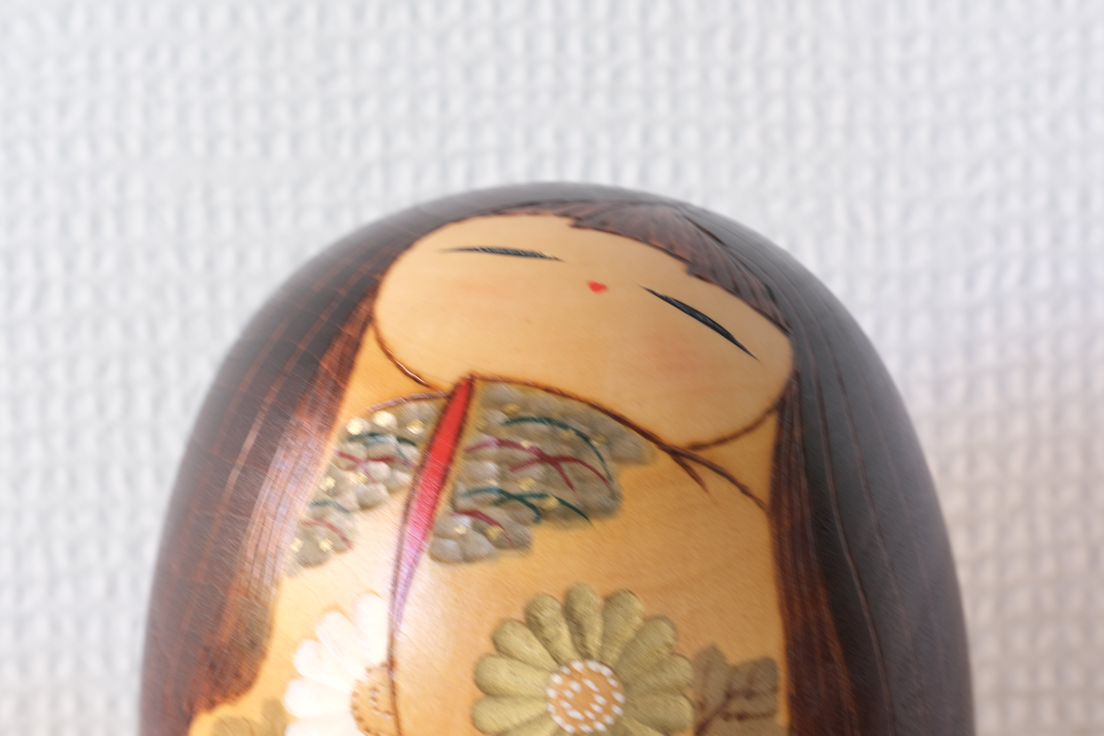 Vintage Creative Kokeshi by Miyagawa Kunio 宮川邦夫 (1933-) | Titled: 花衣 - Hanai - Flower Robe | With Original Box | 15,5 cm