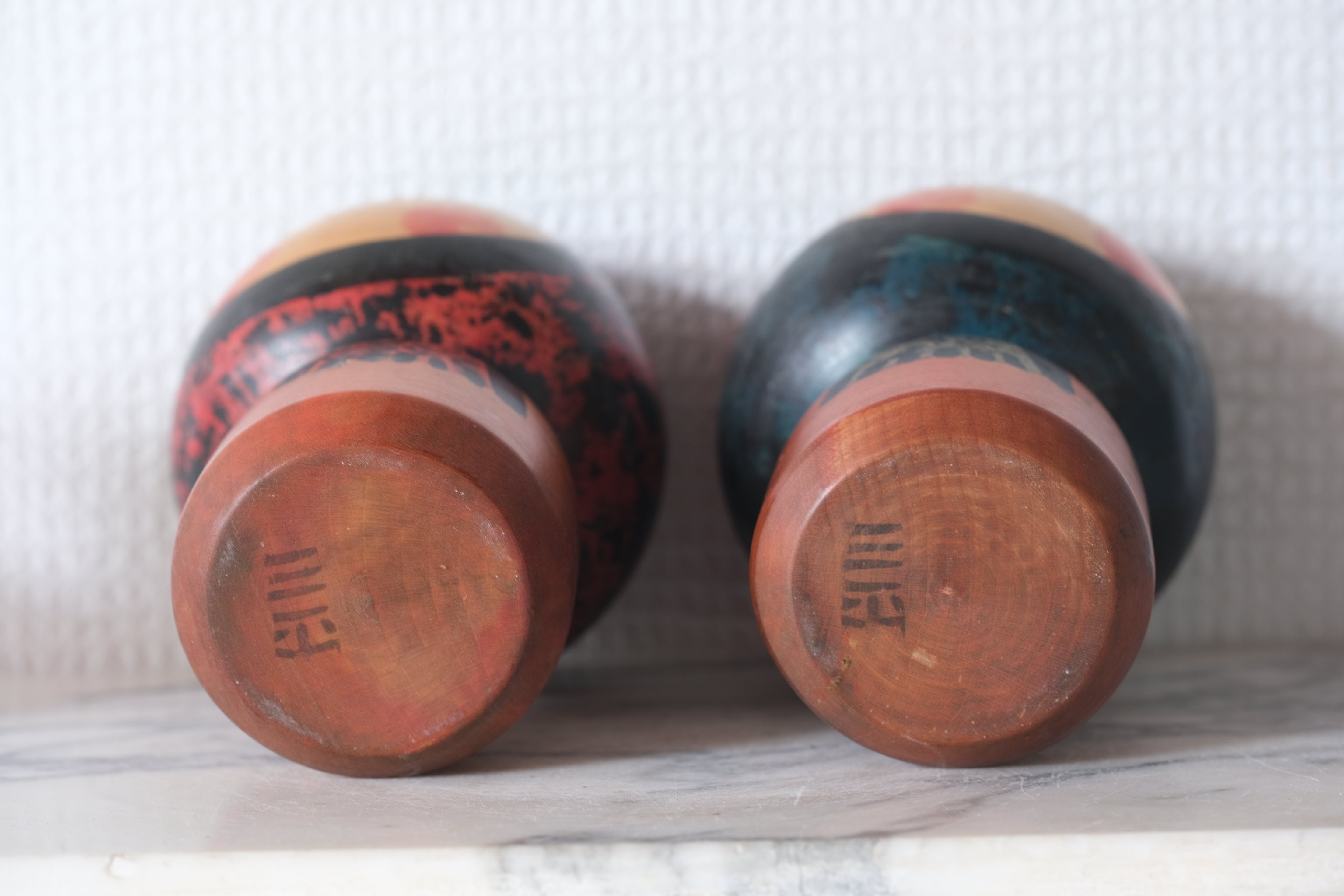A lovely couple of Vintage Creative Kokeshi By Sanpei Yamanaka (1926-2012)  | 14,5 cm