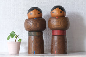 Rare Pair of Vintage Creative Kokeshi by Sanpei Yamanaka (1926-2012) | 22,5 cm and 23 cm