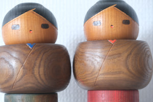 Rare Pair of Vintage Creative Kokeshi by Sanpei Yamanaka (1926-2012) | 22,5 cm and 23 cm