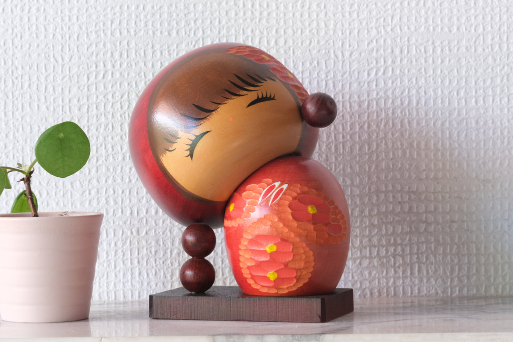 Vintage Creative Kokeshi with Pigtails by Tamura Chie | 15 cm