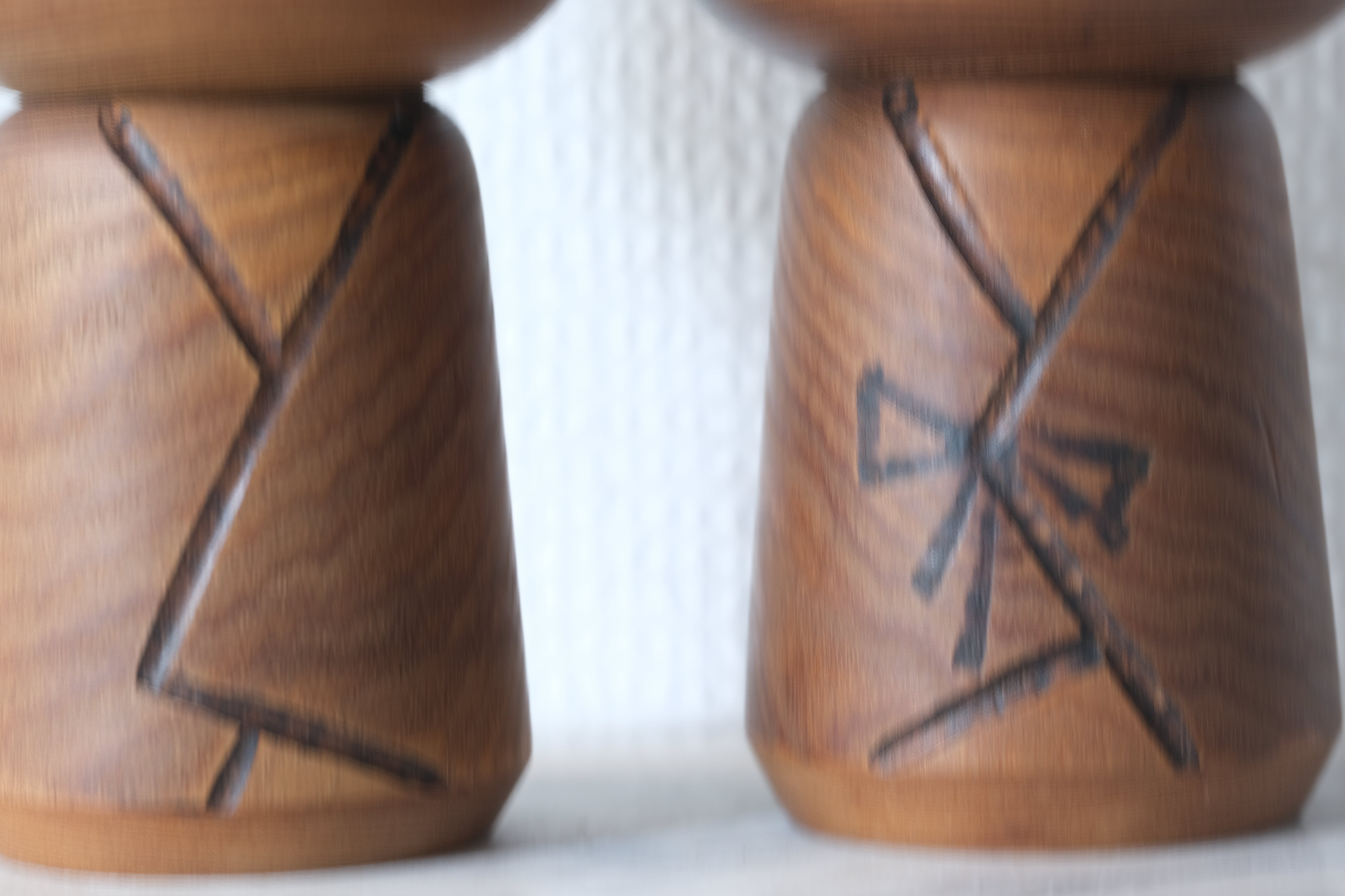 Couple of Vintage Creative Kokeshi By Kenichi Murakami 村上けんー (1929 - ) | 16 cm