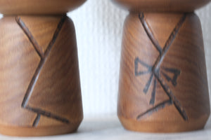 Couple of Vintage Creative Kokeshi By Kenichi Murakami 村上けんー (1929 - ) | 16 cm