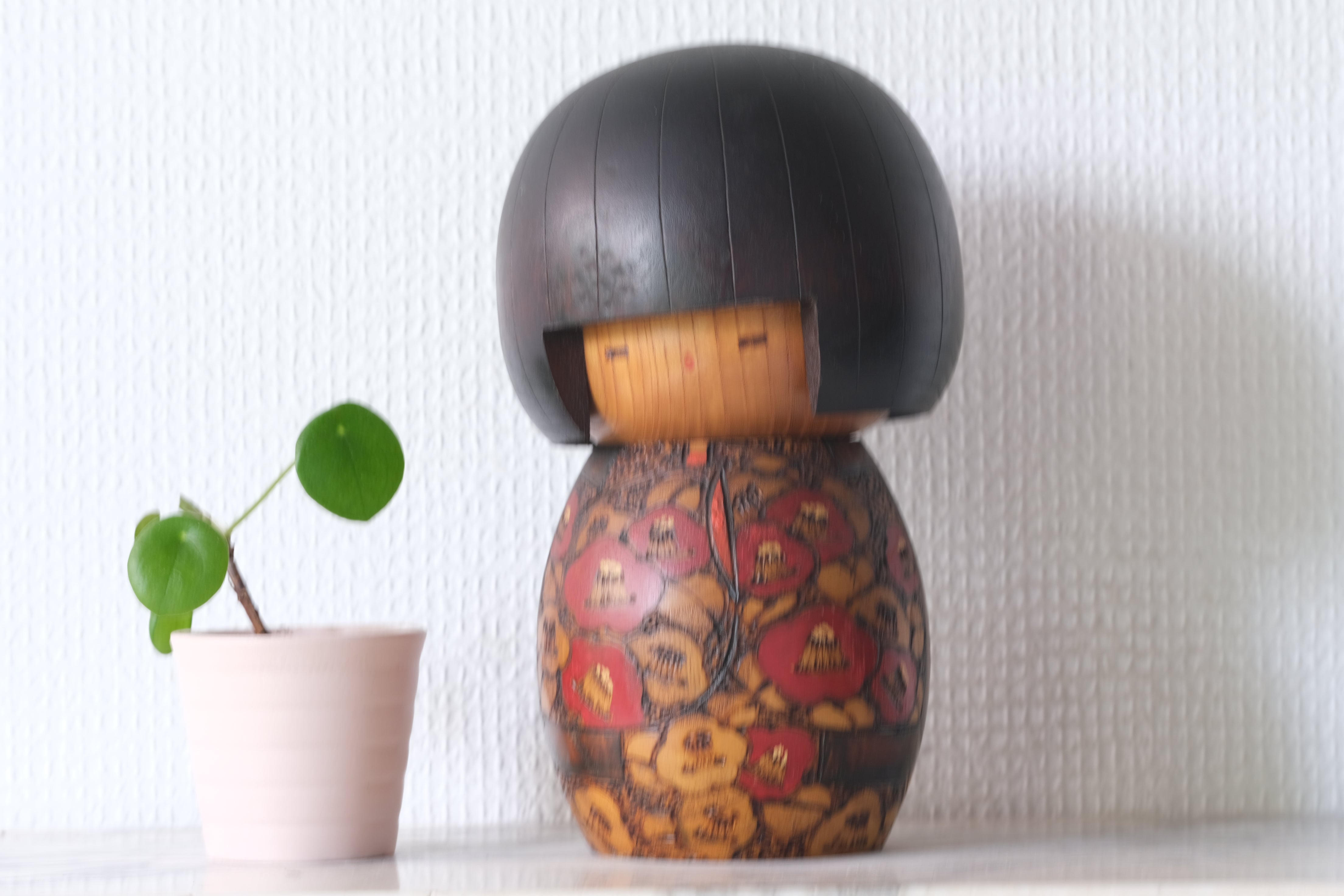 Vintage Gumma Kokeshi By Kazuo Takamizawa (1927-) | Titled: 'Tsubaki - Camellia Flowers' | 20 cm