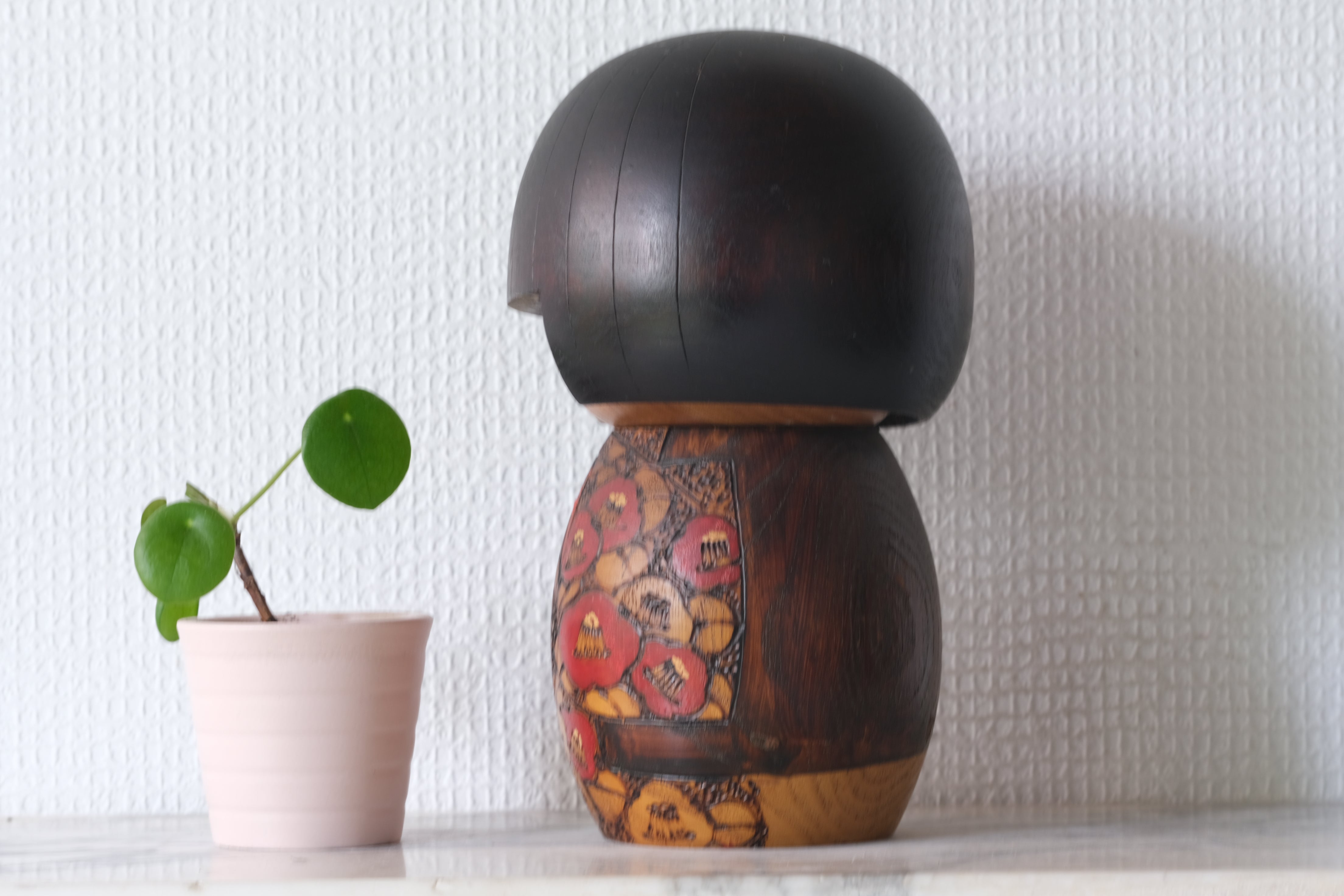 Vintage Gumma Kokeshi By Kazuo Takamizawa (1927-) | Titled: 'Tsubaki - Camellia Flowers' | 20 cm