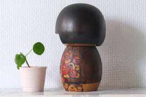 Vintage Gumma Kokeshi By Kazuo Takamizawa (1927-) | Titled: 'Tsubaki - Camellia Flowers' | 20 cm