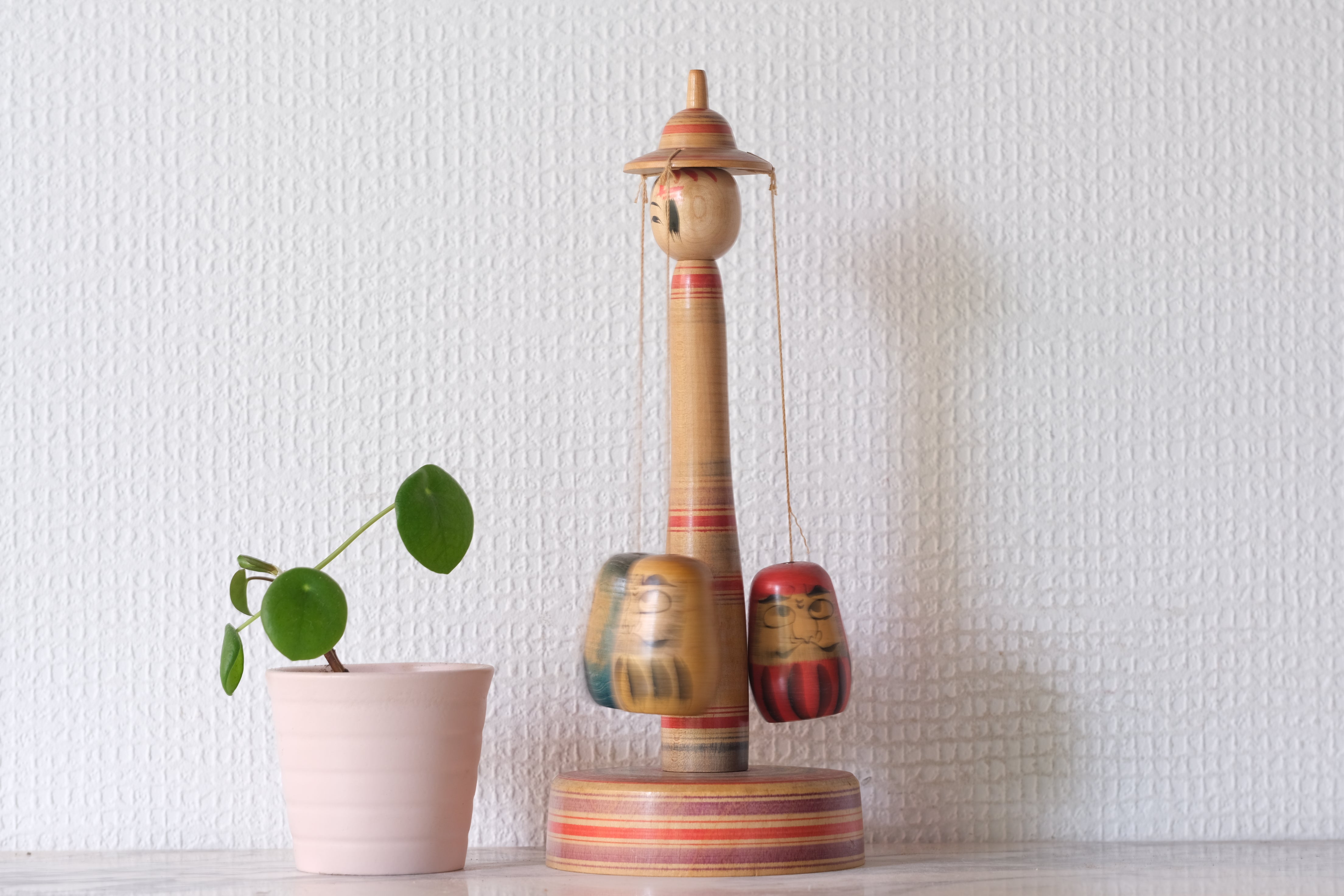Rare Vintage Kokeshi Carousel with Daruma | 24 cm