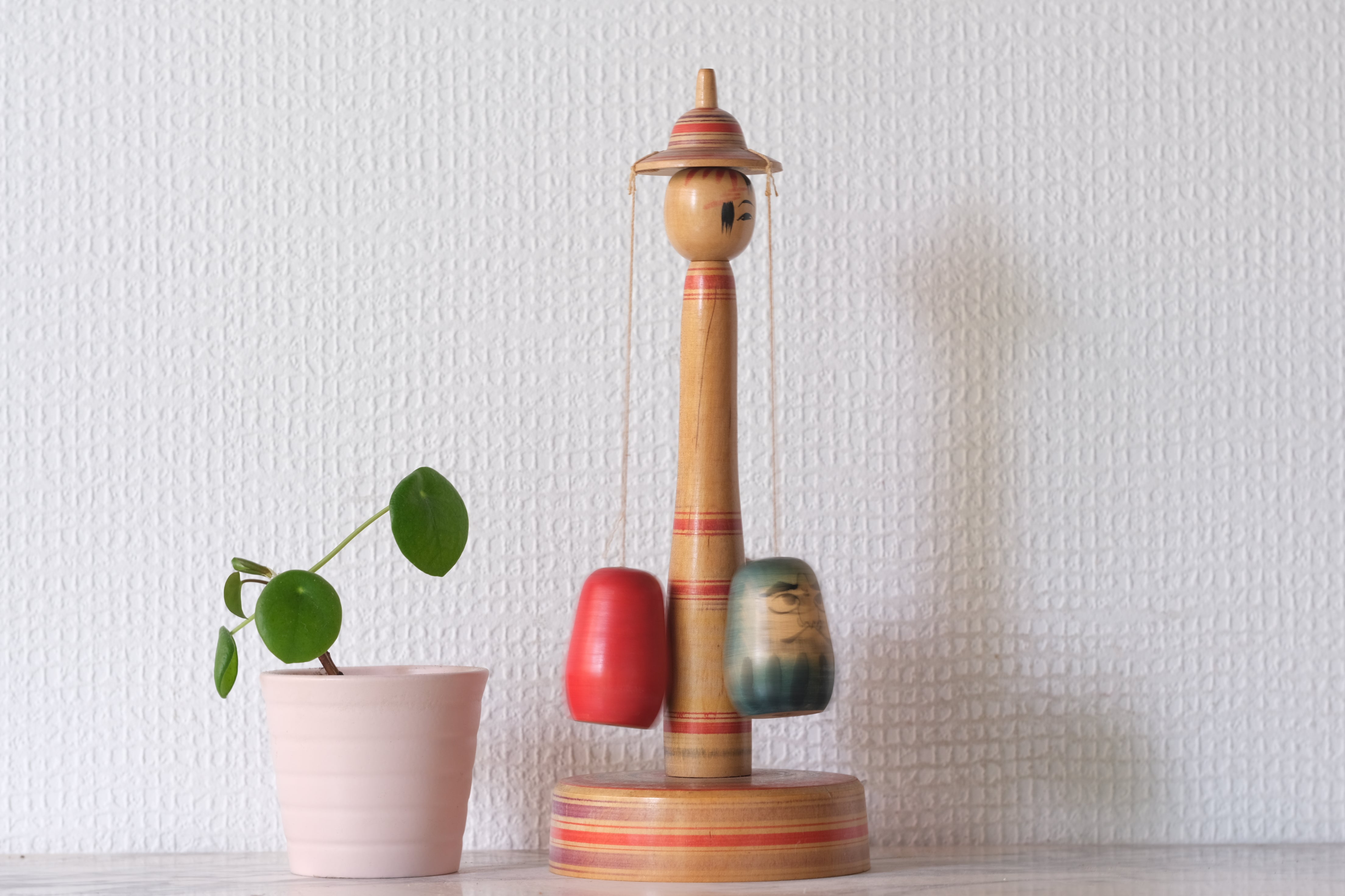 Rare Vintage Kokeshi Carousel with Daruma | 24 cm