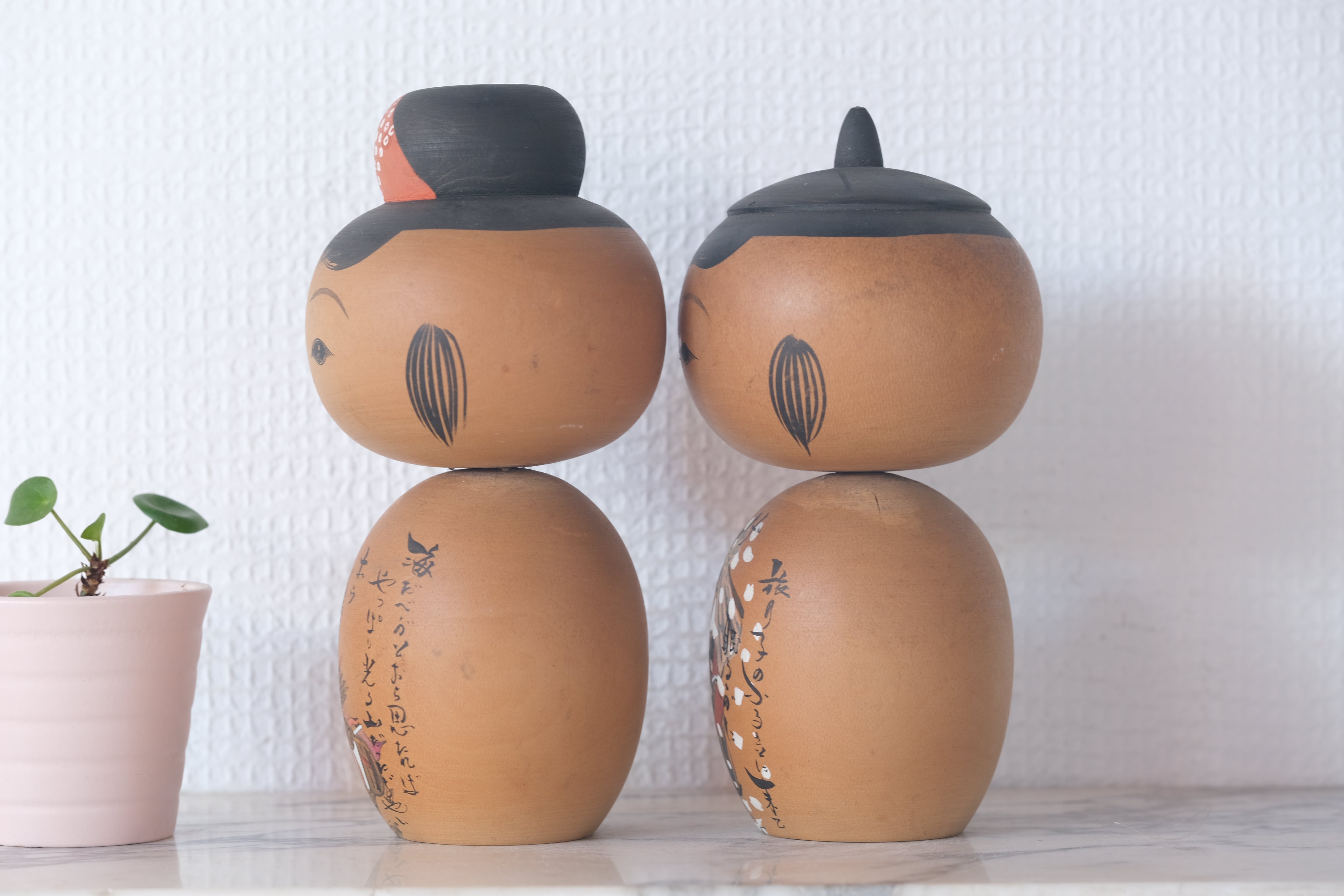 A lovely couple of Vintage Creative Kokeshi | 17 cm and 17,5 cm