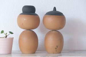 A lovely couple of Vintage Creative Kokeshi | 17 cm and 17,5 cm