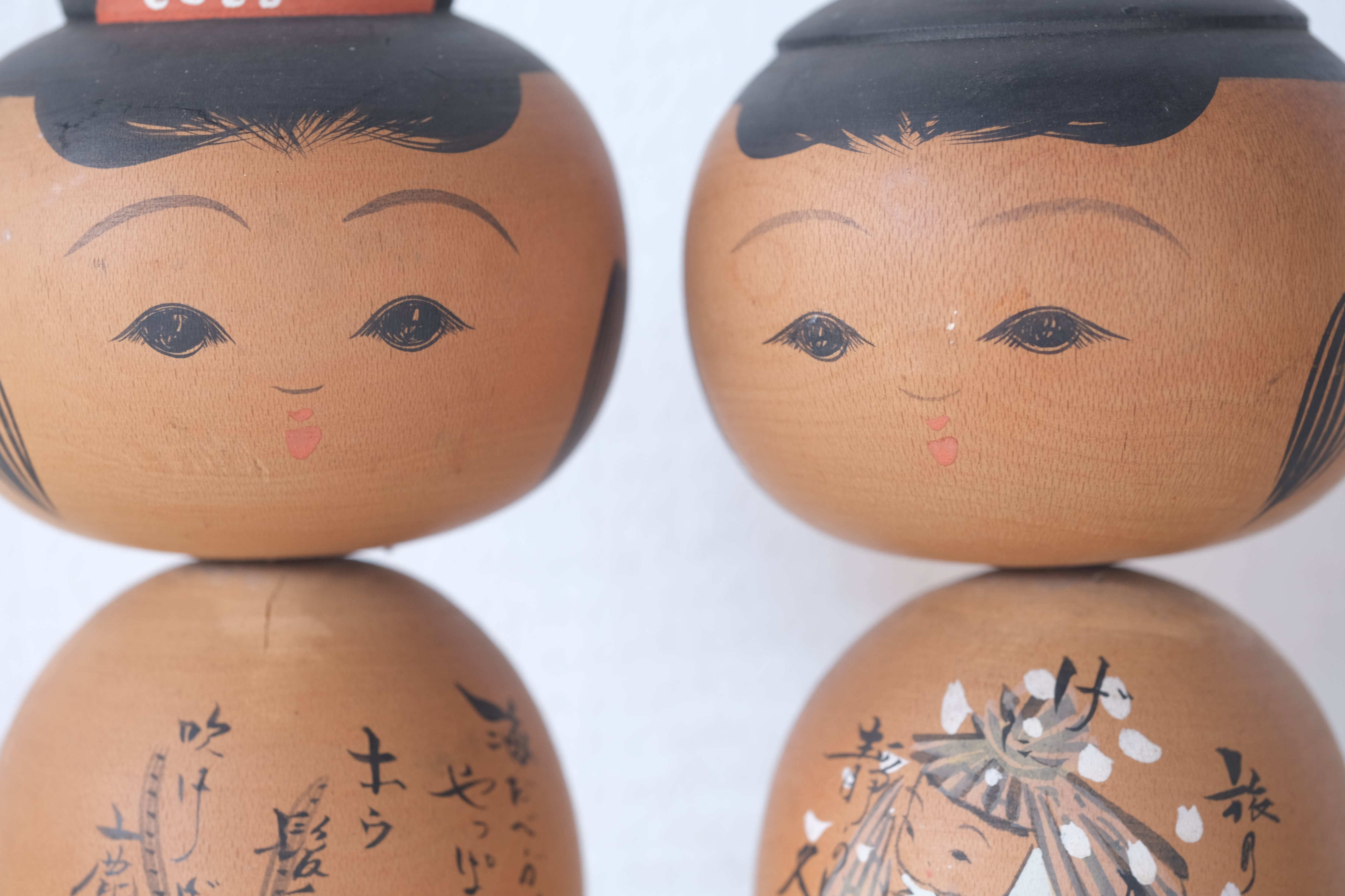 A lovely couple of Vintage Creative Kokeshi | 17 cm and 17,5 cm