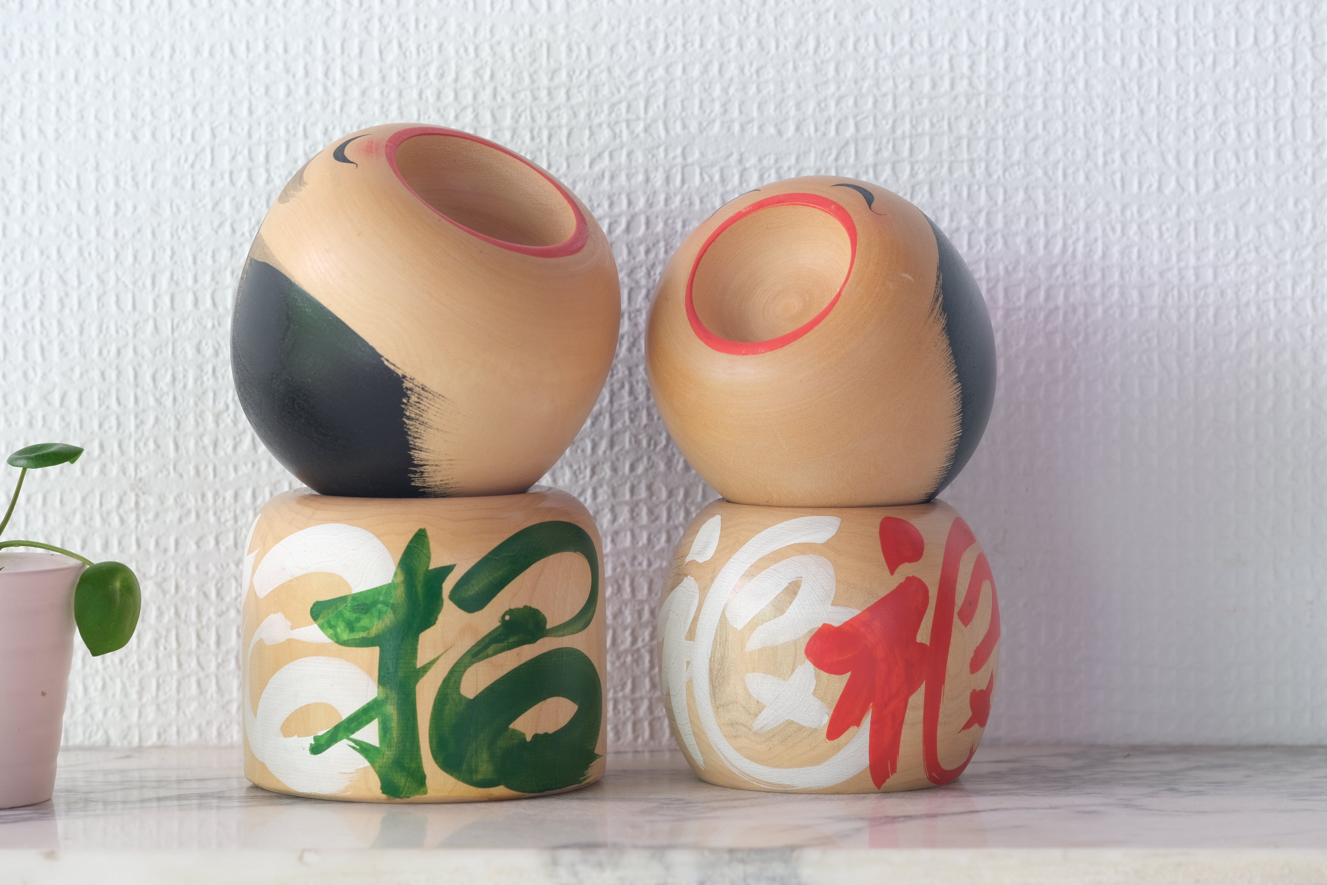 Pair of Vintage Creative Kokeshi By Sato Koson | 15 cm and 16 cm
