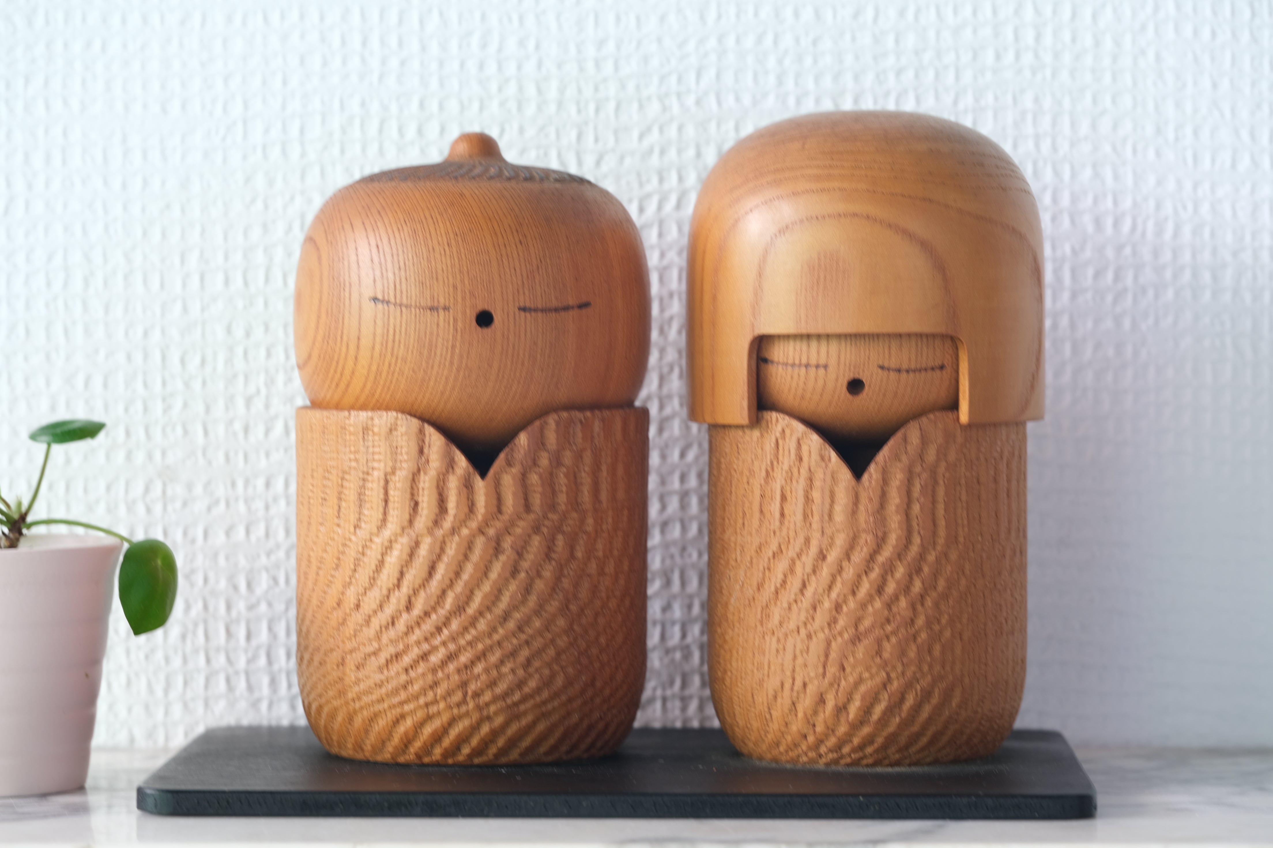 Exclusive Pair of Vintage Creative Kokeshi By The famous Shozan Shido (1932-1995) | 16 cm