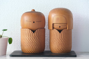 Exclusive Pair of Vintage Creative Kokeshi By The famous Shozan Shido (1932-1995) | 16 cm