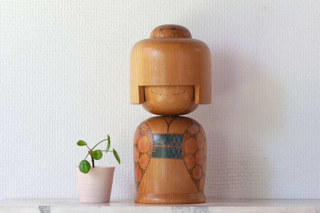 Rare Vintage Kokeshi By Kazuo Takamizawa 高見沢一夫 (1927-) | Dated: 1979 | 29 cm