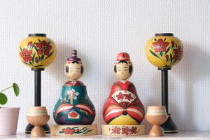 Vintage Sosaku Kokeshi Set by Norinao Takahashi 高橋宣直 | 18 cm and 19 cm