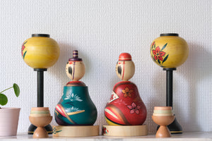 Vintage Sosaku Kokeshi Set by Norinao Takahashi 高橋宣直 | 18 cm and 19 cm
