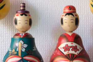 Vintage Sosaku Kokeshi Set by Norinao Takahashi 高橋宣直 | 18 cm and 19 cm