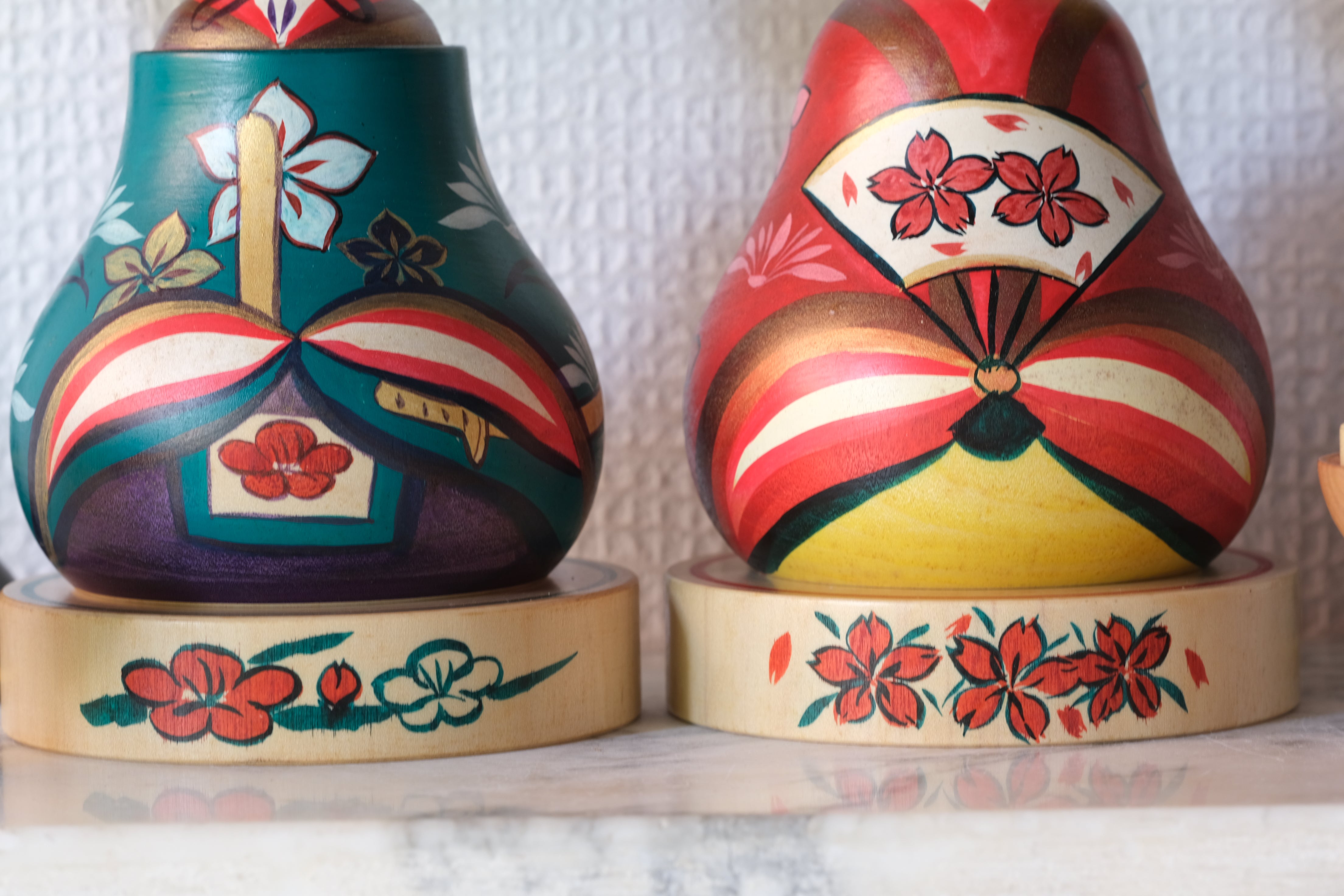 Vintage Sosaku Kokeshi Set by Norinao Takahashi 高橋宣直 | 18 cm and 19 cm