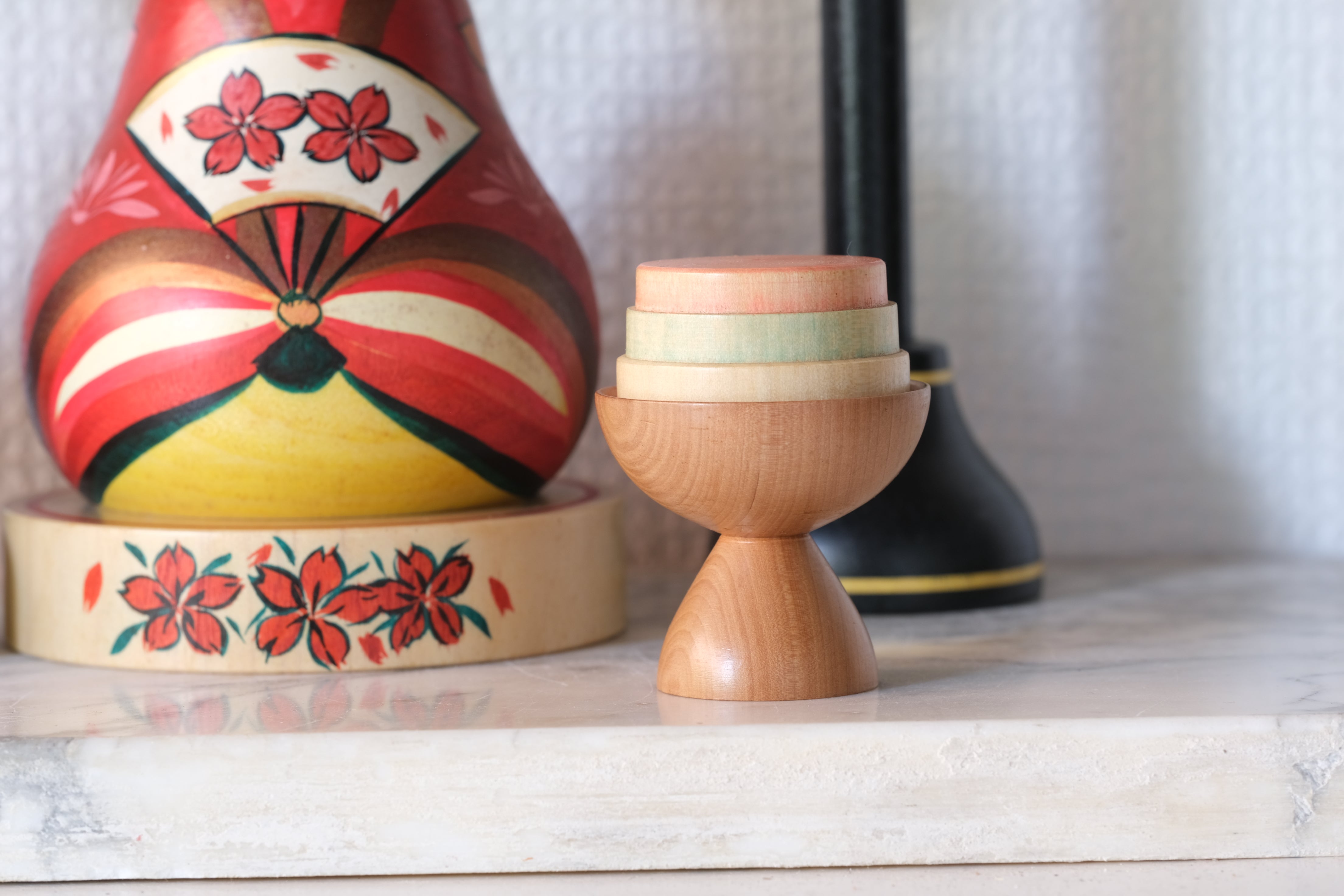 Vintage Sosaku Kokeshi Set by Norinao Takahashi 高橋宣直 | 18 cm and 19 cm