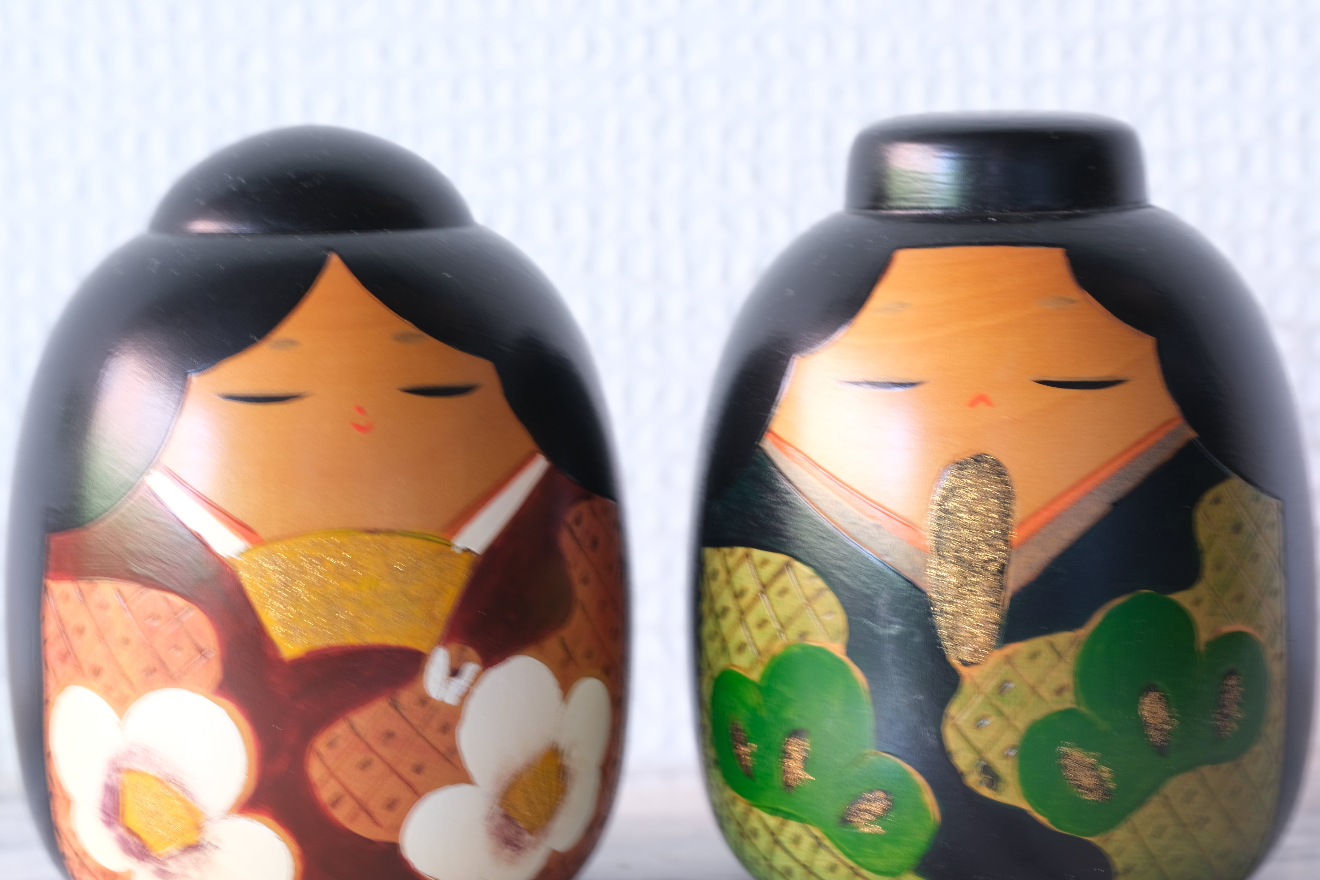 Pair of Vintage Sosaku Kokeshi by Yuji Kawase 川瀬祐志作 (1938-) | 10 cm