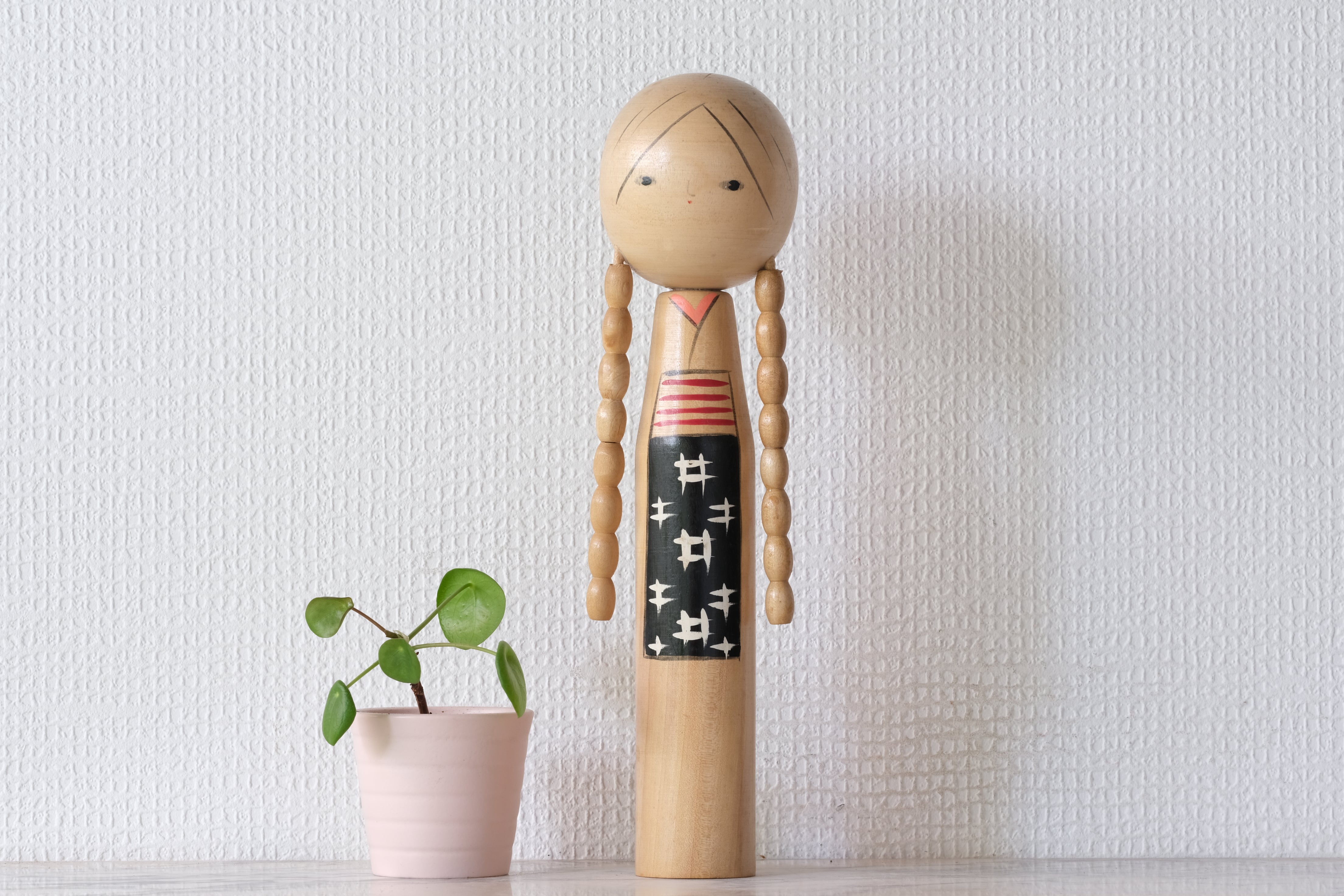 Vintage Creative Kokeshi with Pigtails by Eiko Shibata (1924 - ) | 28,5 cm