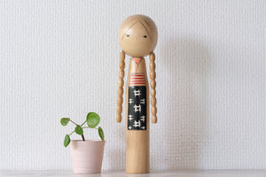 Vintage Creative Kokeshi with Pigtails by Eiko Shibata (1924 - ) | 28,5 cm