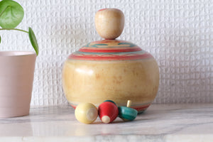 Vintage Ejiko Kokeshi with Spinning Tops Inside | Container | 9,5 cm