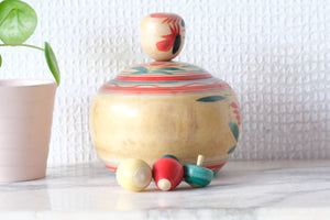Vintage Ejiko Kokeshi with Spinning Tops Inside | Container | 9,5 cm