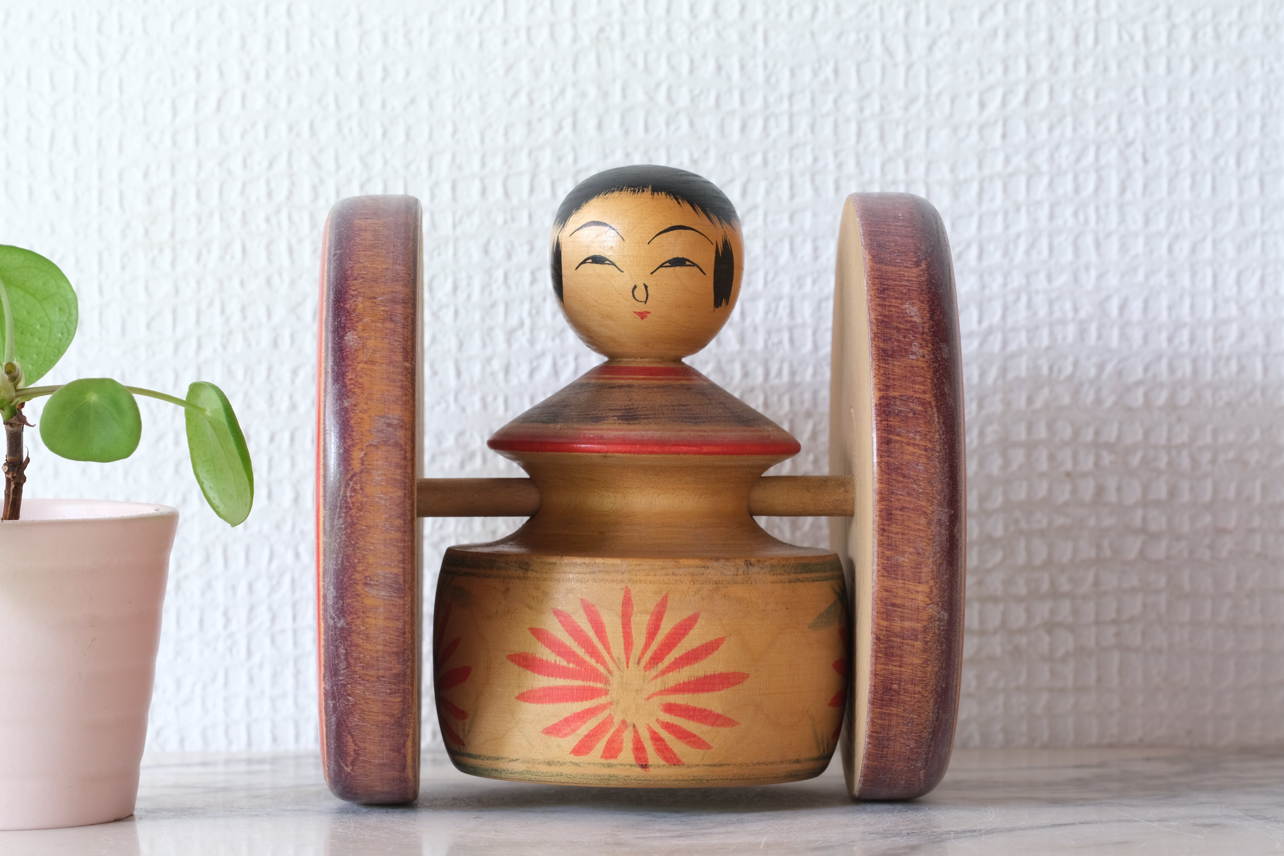Large Rare Vintage Traditional Kokeshi Car | 12 cm