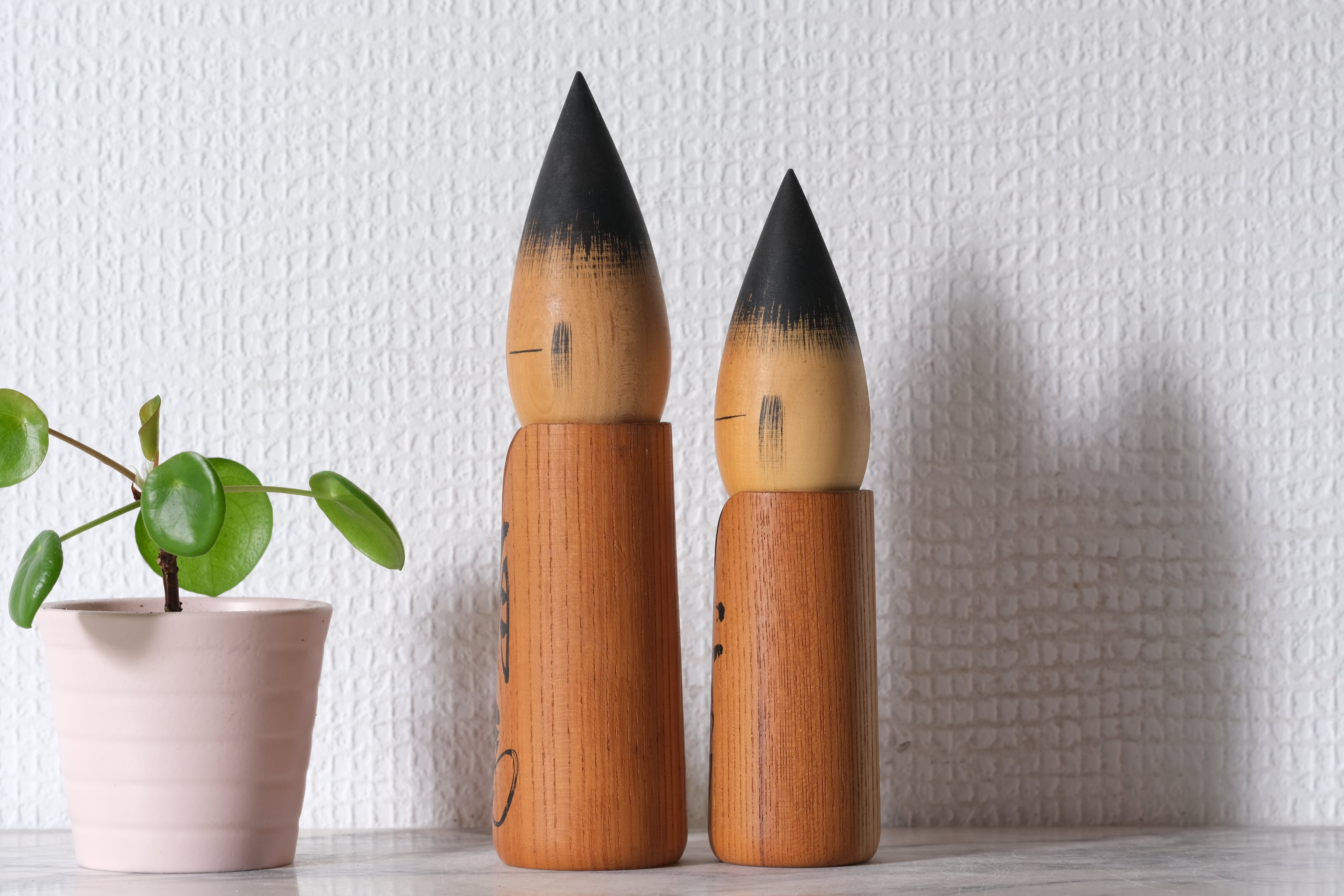 Pair of Vintage Creative Kokeshi by Shozan Shido (1932-1995) | 16 cm and 18 cm