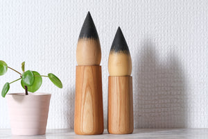 Pair of Vintage Creative Kokeshi by Shozan Shido (1932-1995) | 16 cm and 18 cm