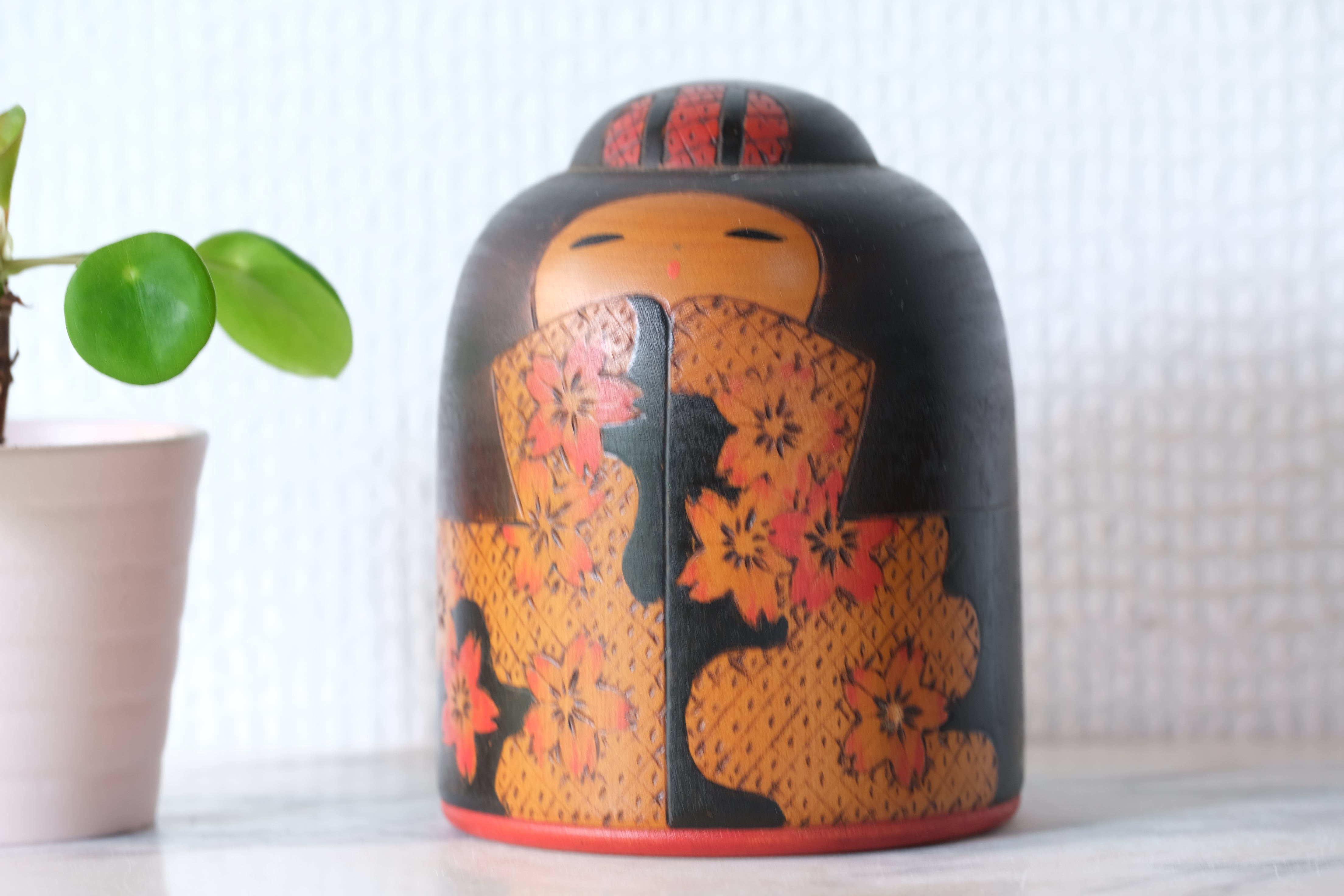 Vintage Sosaku Kokeshi by Fumio Tomidokoro (1948-) | 'Sakura - Cherry Blossom' | 10,5 cm