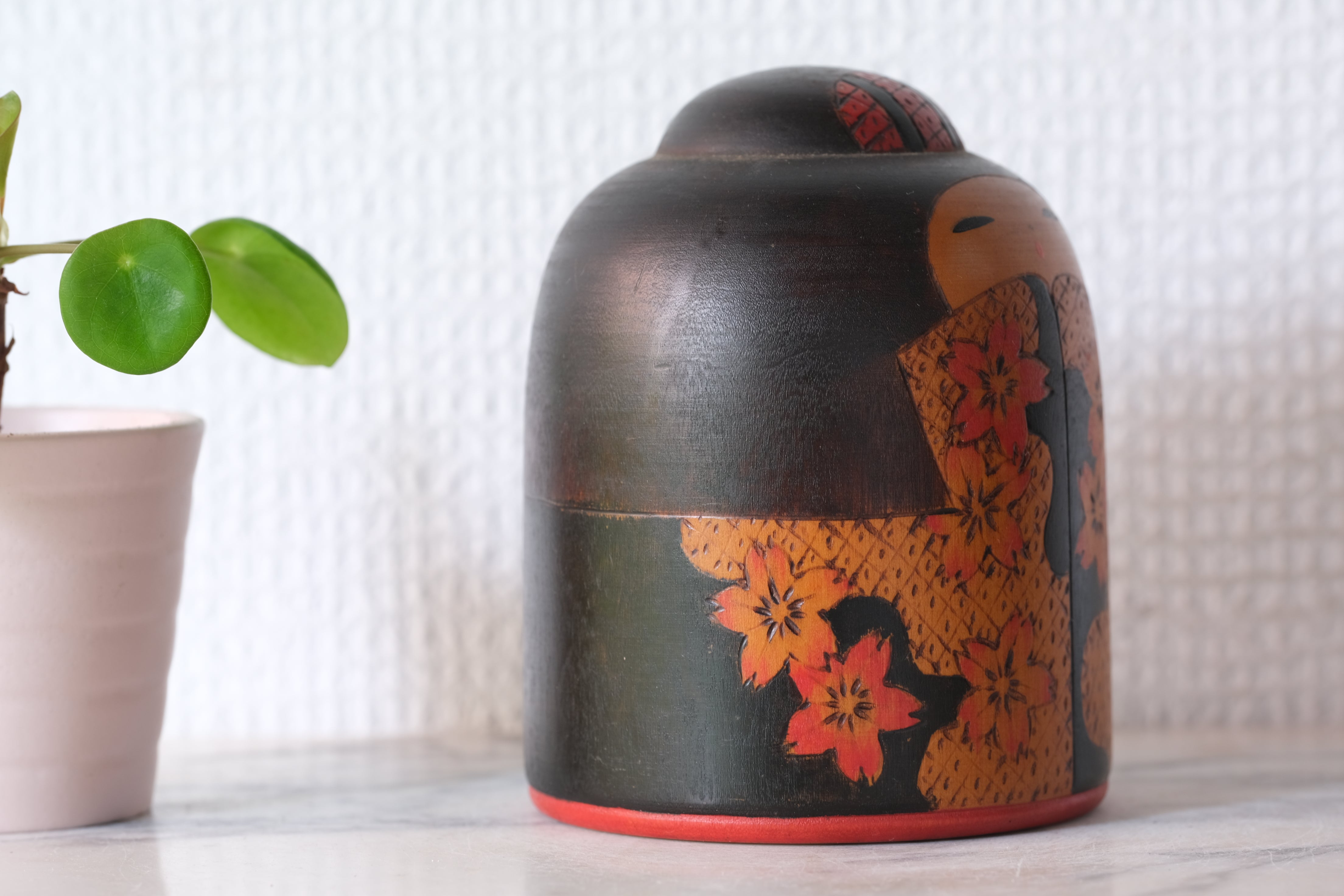 Vintage Sosaku Kokeshi by Fumio Tomidokoro (1948-) | 'Sakura - Cherry Blossom' | 10,5 cm